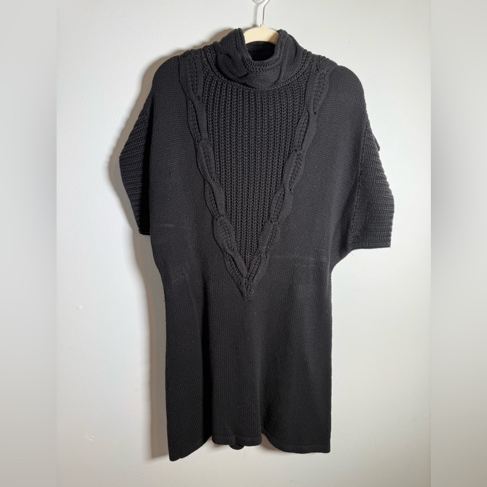 Vivienne Tam Black‎ Cable Knit Short Sleeve Turtleneck Sweater Size S